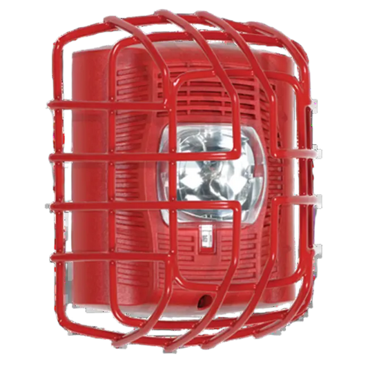Protector De Rejilla Anti Vandalismo Y Golpes Accidentales, Color Rojo, Para Sirenas/Estrobos/Bocinas System Sensor, Montaje a Ras, 7.40"Altox6.15"Anchox3.39"Profundidad