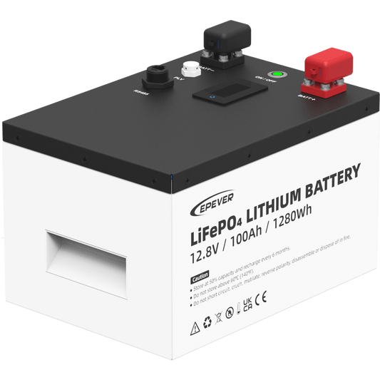 Batería de Litio LiFePO4 12.8Vcc, 100Ah, 1.28KwH, Pantalla LCD para Monitoreo Local, Carcasa Metálica