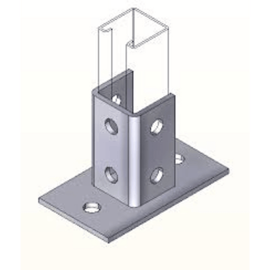 Base Cuadrada con 4 Perforaciones para Perfil Sencillo.