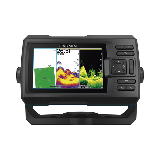 Fishfinder STRIKER™ Vivid 5cv / Pantalla WVGA a Color 5.0" / Resolución 800x480 píxeles / Receptor GPS Integrado / Sonda Tradicional Frecuencia Dual / ClearVü / Potencia de Transmisión 500 W (RMS) / IPX7 / Quickdraw Co