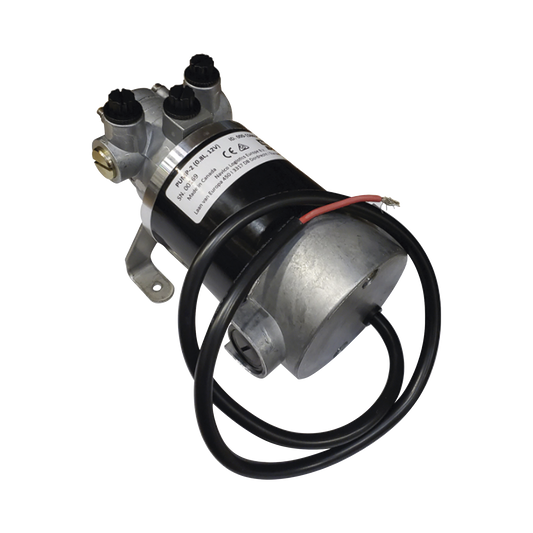 Bomba Hidráulica Reversible PUMP-2 / 12V DC / Flujo 0.8L (49 cu.in) por Minuto / Para Cilindros de 80 cc - 250 cc (4.9 - 15.2 cu.in) / Conexiones O-Ring Boss (ORB) / Incluye 3 Accesorios ORB-5 a 9/16 UNF / Compatible con SteadySteer