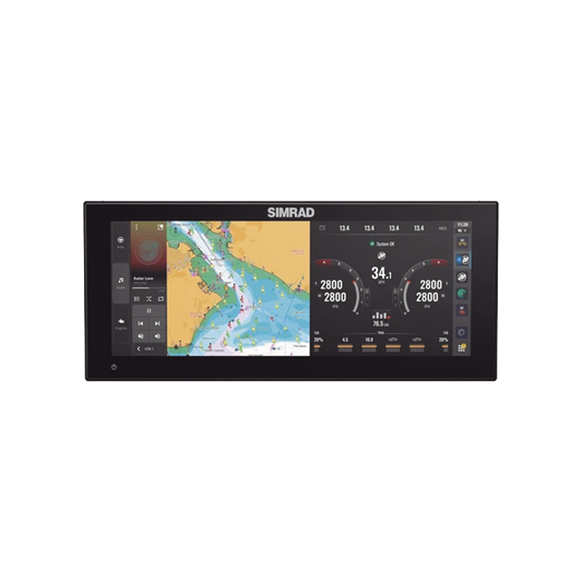 Pantalla Ultrawide NSX ULTRAWIDE de 12 pulgadas / Pantalla SolarMAX™ IPS HD / Integración con Mercury® y CZone® / Sonar Active Imaging™ / Compatibilidad con C-MAP® X-Gen Charts / NMEA 2000® / Ethernet y USB