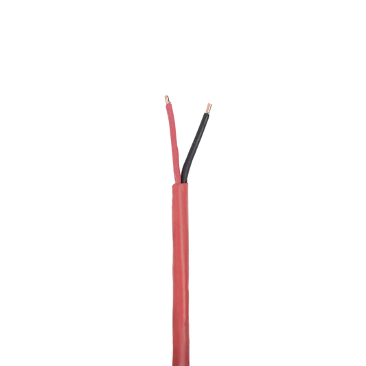 Bobina de 305 Metros de Alambre / 2 x 18 AWG / Riser / Tipo FPLR-CL3R, FT4 / Color Rojo / Para Aplicaciones en Sistemas de Detección de Incendio y Sistemas de Evacuación
