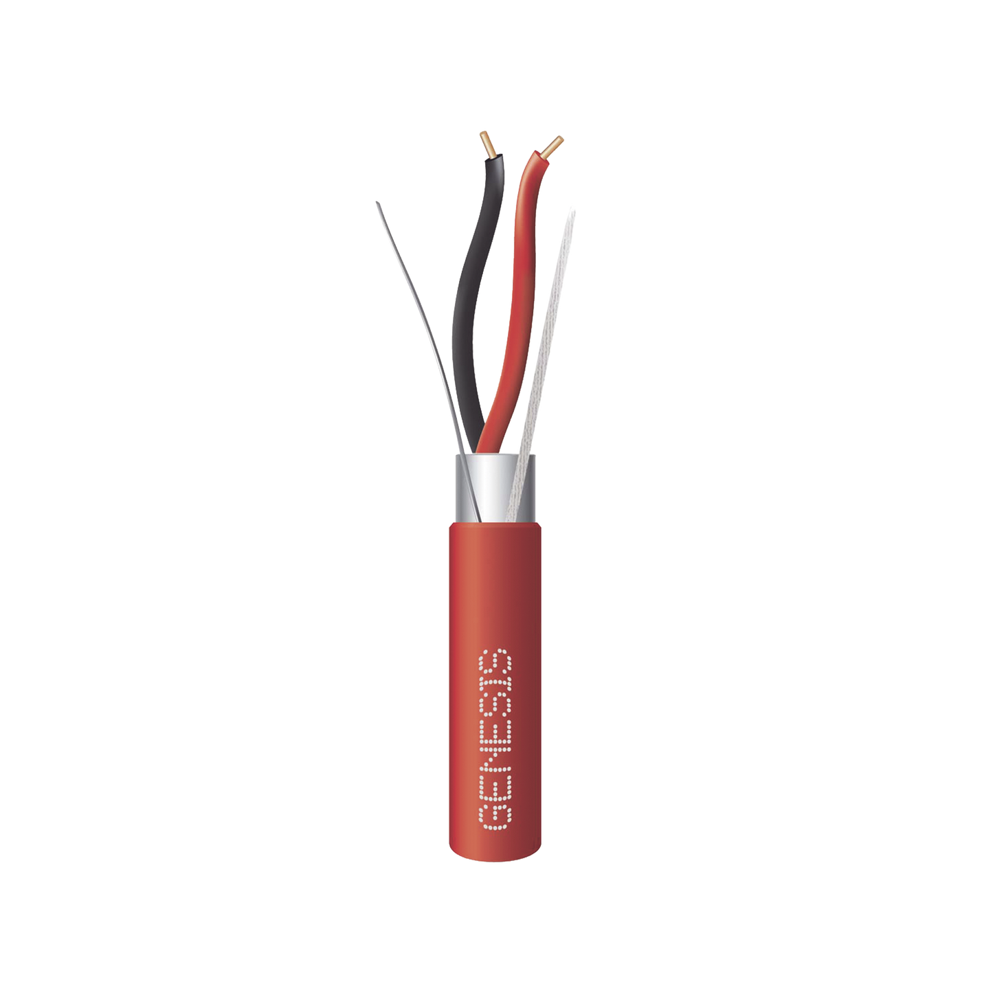 Bobina de 305 Metros de Alambre / 2 x 18 AWG / Riser / BLINDADO / Tipo FPLR / Color Rojo / Para Aplicaciones en Sistemas de Detección de Incendio y Sistemas de Evacuación