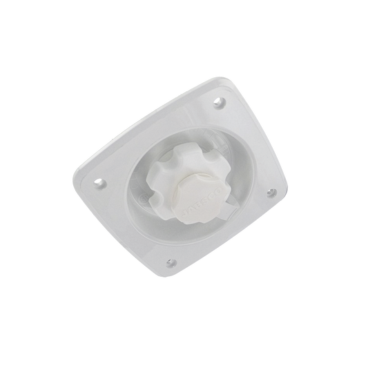 Regulador de presión de agua color blanco.