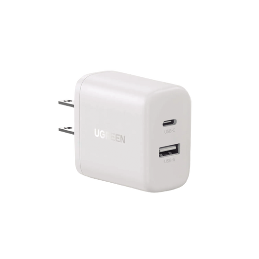 Cargador 2 En 1 Ugreen Carga Rápida 20w Blanco USB C, USB A