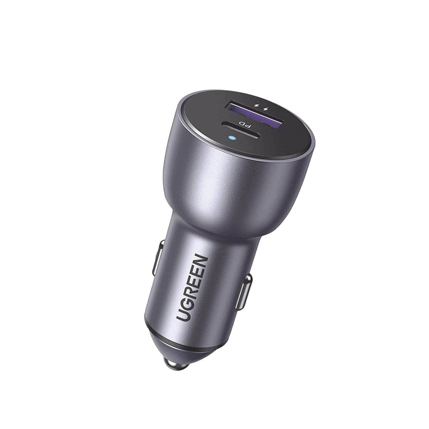 Cargador de Auto 52.5W | Puerto USB-A y USB-C | Carga Rápida | Compatible con Vehículos de 12 y 24 VCD | PD3.0 + QC3.0 | Chip Inteligente | Diseño Compacto  Mayor Eficiencia Energética | Caja de Aluminio.