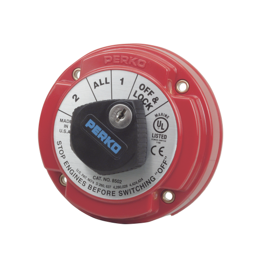 Switch Selector de Batería de Servicio Mediano con Bloqueo por Medio de Llave, para Sistemas Eléctricos Marinos