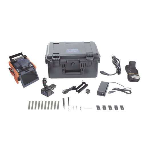 Fusionadora de Fibra Óptica de Alineación Activa por Revestimiento con 4 Motores con Perdida Típica (SM); 0.02 dB (MM); 0.04 dB) con Pantalla Touch / Capacitación básica virtual gratuita