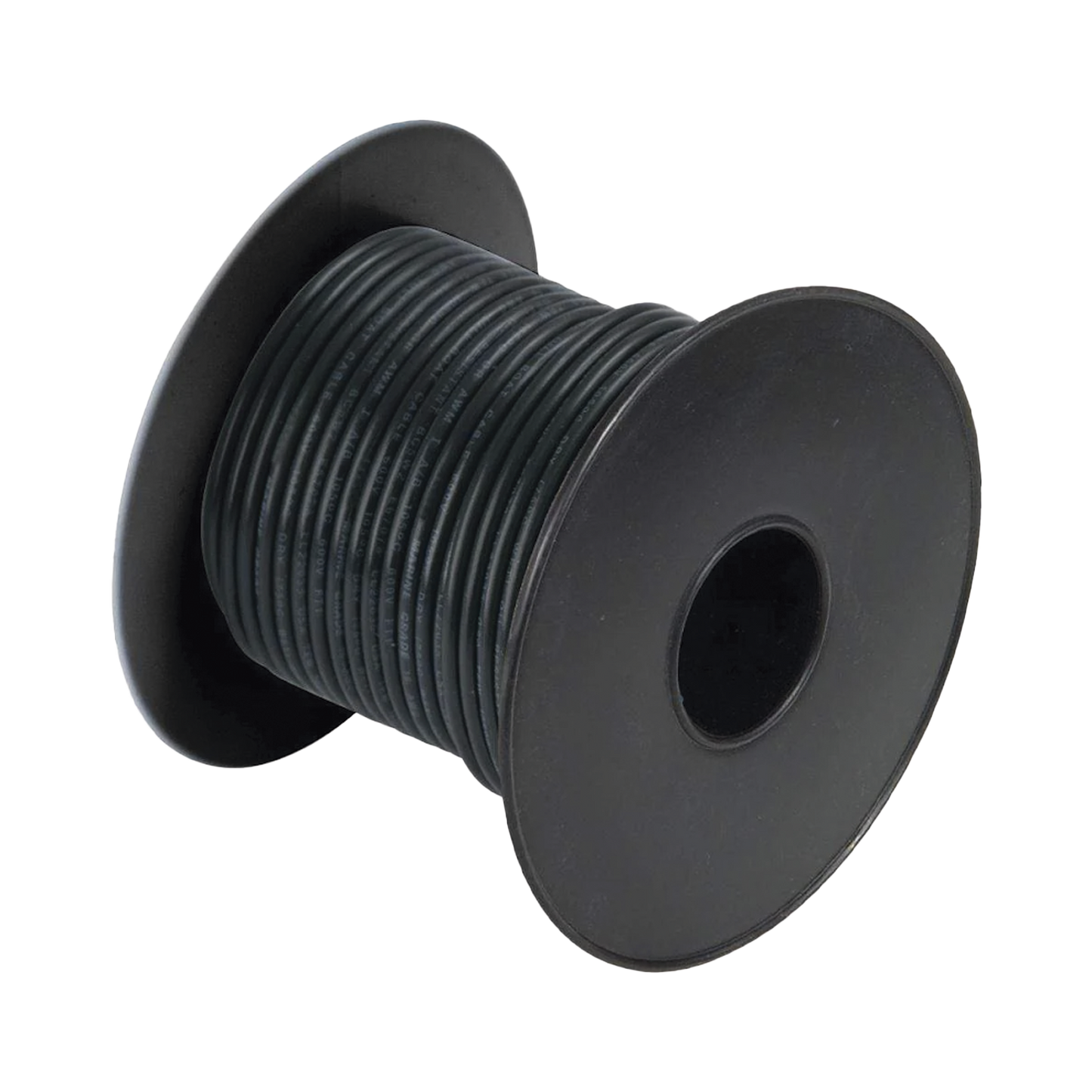 Rollo de cable grado marino calibre 12 en color negro de 100 pies (30.48 m).