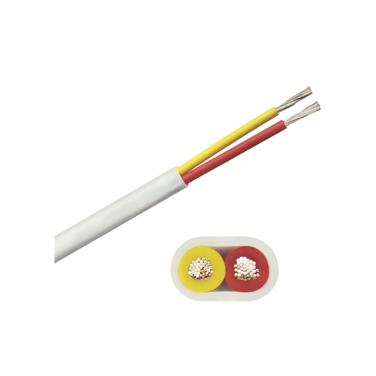 Rollo de cable plano grado marino calibre 14, de 2 conductores (rojo y amarillo) de 500 pies (152.4 m). de 2 conductores (rojo y amarillo)
