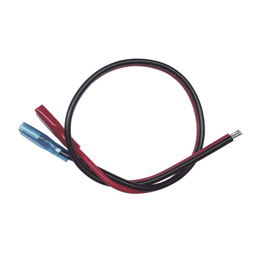 Cables en paquete dual / cable rojo y negro / 30 cm / terminal F1 en un extremo / puntas libres en el otro / Conexión a baterías de respaldo.