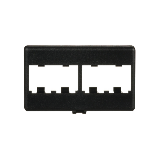 Placa de Mobiliario Modular Estándar, Salidas Para 4 Puertos Mini-Com, Color Negro