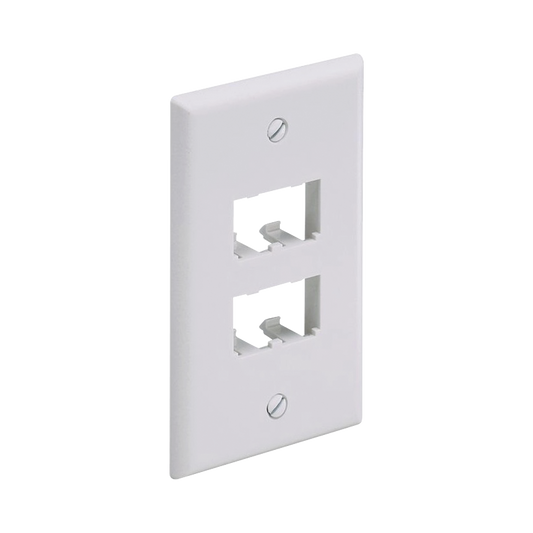 Placa de Pared Vertical Clásica, Salida Para 4 Puertos Mini-Com, Color Blanco