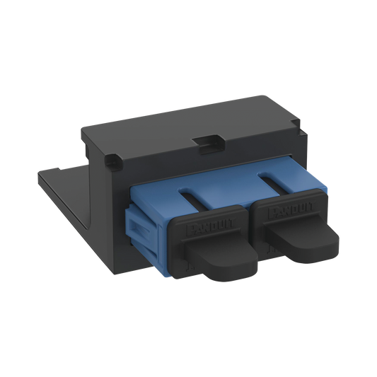 Módulo Acoplador SC Duplex, para Fibra Óptica Monomodo OS1/OS2, Tipo Mini-Com, Color Azul