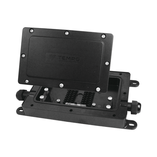 Cierre de Empalme Interior/Exterior para 12 fusiones, IP68, 2 puertos en línea