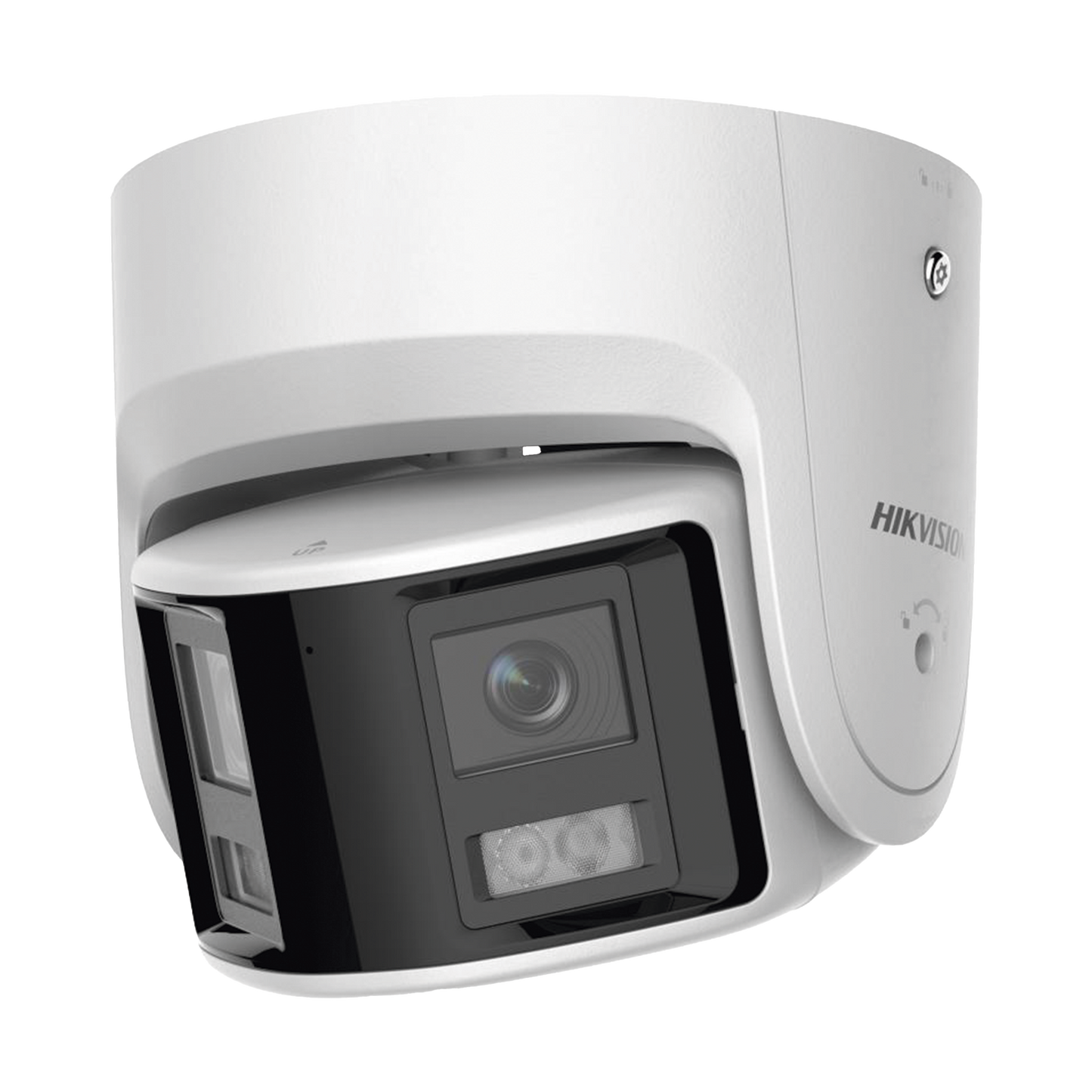 [FlexVu] [PROTECCIÓN ACTIVA] Turret IP 4 Megapixel / 2 Lentes de 2.8 mm (Imagen Panorámica 180°) / 30 mts IR / Exterior IP67 / Luz Intermitente y Alerta de Audio / Audio Bidireccional / ACUSENSE / WDR 120 dB / Micro SD