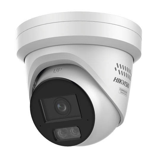 [Dual Light + ColorVu 3.0 + HikAI] Turret IP 8 Megapixel / Lente 2.8 mm / 30 mts IR + Luz Blanca / 2 Microfonos Integrados / Exterior IP67 / Estrobo Azul y Rojo / WDR 130 dB / ACUSENSE 3.0 / Metal / NEMA 4X / ACUSEARCH