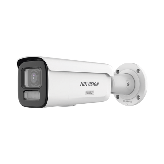 [Dual Light + ColorVu 3.0 + HikAI] Bala IP 6 Megapixel / Lente Mot. 2.8 a 12 mm / 60 mts IR + Luz Blanca / Exterior IP67 / WDR 130 dB / ACUSENSE 3.0 / Metal / NEMA 4X / ACUSEARCH