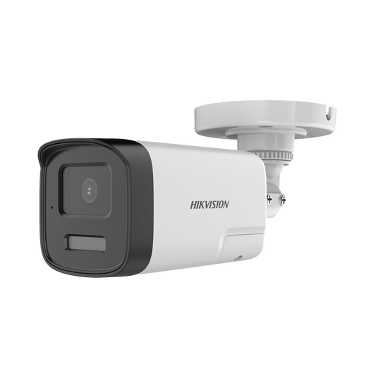 [Audio Bidireccional + Dual Light + ColorVu] Bala TURBOHD 4K (8 Megapixel) / Lente 2.8 mm / 40 mts IR EXIR + 40 mts Luz Blanca / Micrófono y Bocina Integrado / Exterior IP67 / Metal / dWDR