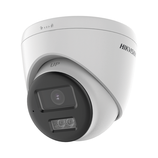 [Audio Bidireccional + Dual Light + ColorVu] Turret TURBOHD 4K (8 Megapixel) / Lente 2.8 mm / 40 mts IR EXIR + 40 mts Luz Blanca / Micrófono y Bocina Integrado / Exterior IP67 / dWDR