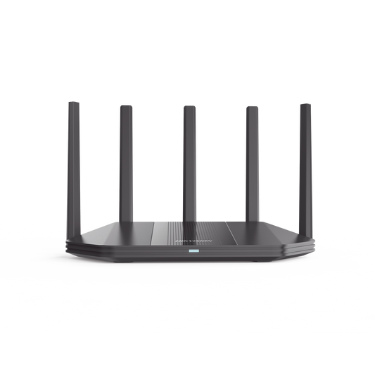 Router Inalámbrico / Wifi 6 / Hasta 3000 Mbps / Doble Banda AC (2.4 GHz y 5 GHz) / 4 Puertos 1000 Mbps /  5 Antenas Omnidireccional / Interior / Beamforming Optimizado /  Administración Gratuita desde la Nube