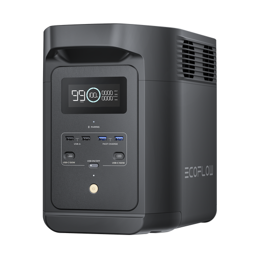 Estación de Energía Portátil de 980Wh Litio LFP / 10 Puertos AC 500 W (Max. 1000W) / 2 USB-C 100W / Cargador de Coche 10A a 12.6V / Conectividad WiFi y Bluetooth (App) / Carga Solar 500W Max.