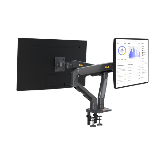 Montaje de Escritorio articulado para 2 monitores de 27-34" /  Soporta hasta 16 kg  por brazo/ Vesa 75 x 75 / 100 x 100 / Acero / Giro: 360°