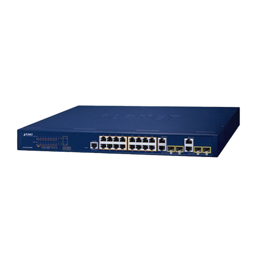 Switch Administrable PoE  Capa 2 de 16 Puertos 10/100/1000 Mbps 802.3af/at, 4 Puertos SFP Gigabit, Hasta 240 W