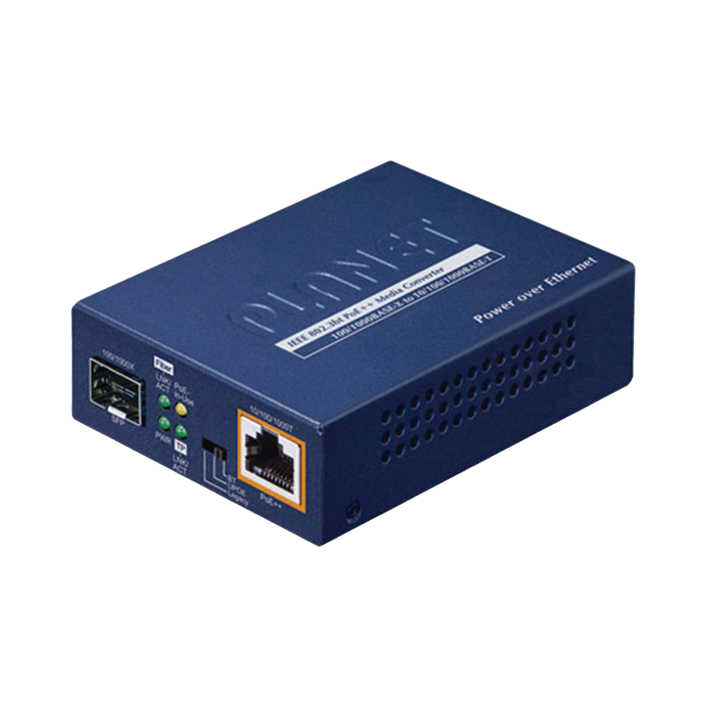 Convertidor de medios PoE++ 100/1000BASE-X SFP a 10/100/1000BASE-T 802.3bt (95 vatios)