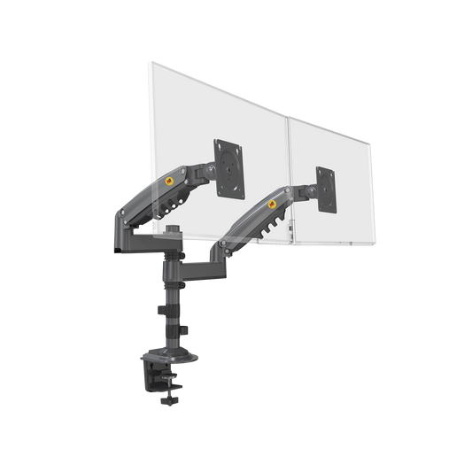 Montaje de Escritorio articulado para 2 monitores de 17 a 27" /  Soporta hasta 9kg por monitor / Vesa 75 x 75 / 100 x 100 / Acero / Rotación: 360°