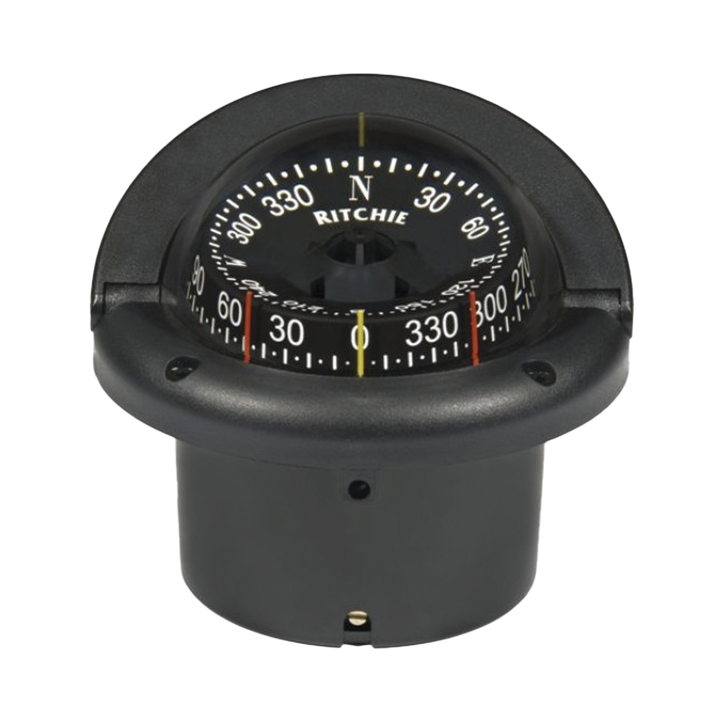 Brújula en color negro para timonel, con iluminación nocturna color verde.