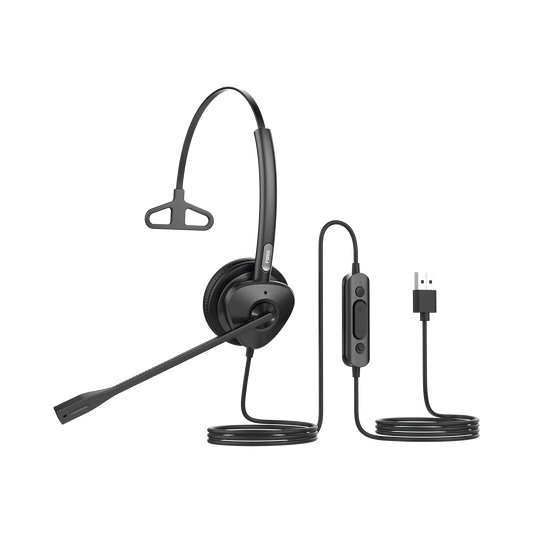Diadema monoaural con tecnología antishock para teléfonos IP FANVIL con interfaz USB con micrófono de cancelación de ruido, larga durabilidad