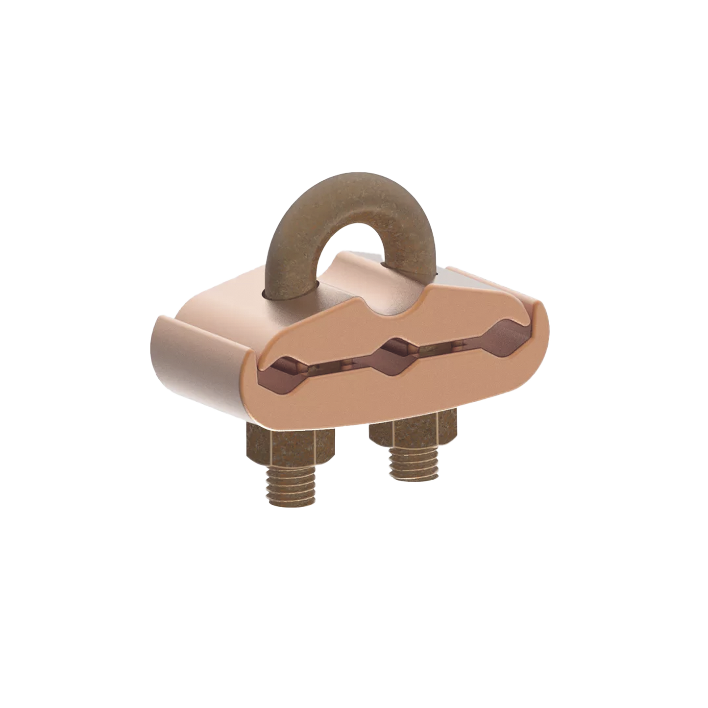 Conector Mecánico para 3 Cables para Calibre  4 AWG  - 2/0 AWG  a Tubería de 3/8" o Varilla 5/8" - 3/4" Perno 3/8".