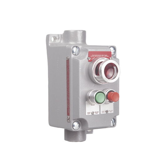 Estación de Control Terminal con 2 Botones Pulsadores Rojo-Verde y Luz Piloto Roja / Entrada 3/4".