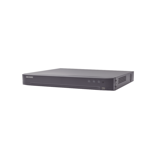 DVR 4 Canales TURBOHD + 4 Canales IP / 8 Megapixel (4K) / Audio de dos vías por Coaxitron / ACUSENSE / Reconocimiento Facial / 1 Bahía de Disco Duro / Salida de Video en 4K / H.265+