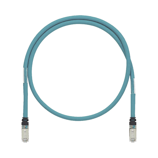 Patch Cord Cat6A de Grado Industrial 600V, Blindado SF/UTP, Calibre 26 AWG, Color Aqua, 1.5m