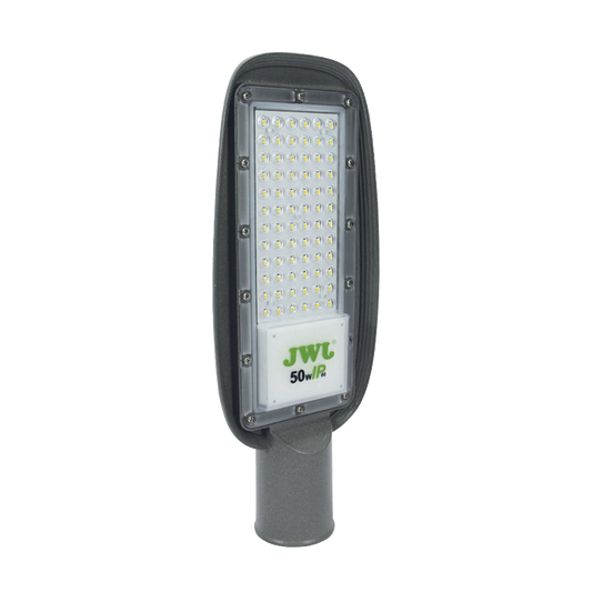 Luminaria LED de 50 W/ 100 - 265 V CA ~50/60 Hz / Fotocelda / Color Blanco/ Dimensiones 160 x 390 x 78 mm / Ángulo de Luz 135°.