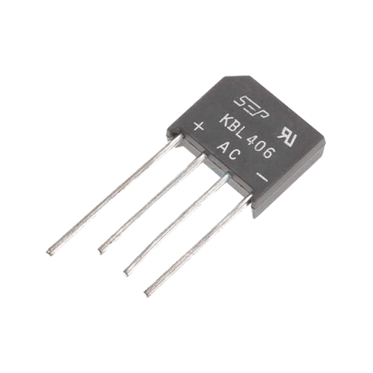 Puente Rectificador de Silicio, 4 Amp. 600 Volt, Fase Sencilla, Encapsulado KBL.