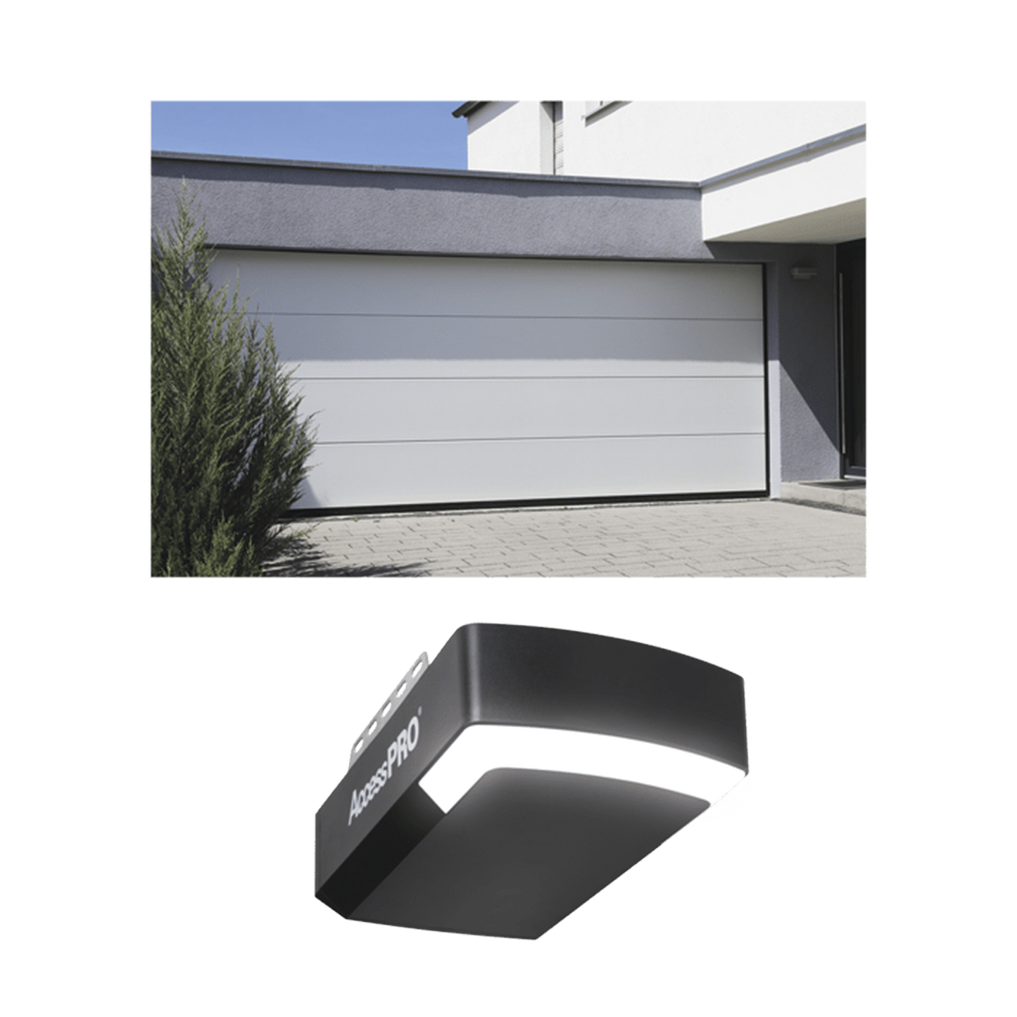 KIT COMPLETO Puerta D/ Garage 8x9 Pies / Lisa Linea Central / Color blanco / Insulada / Incluye Motor FS1000APPRT / 1/2HP / Fuerte/Silencioso/Luz LED/Motor DC .