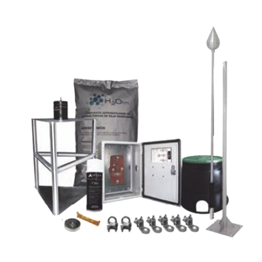 Kit Pararrayo con Accesorios de Instalación, Fabricado en Acero Inoxidable con Protección de Diámetro de 200m.