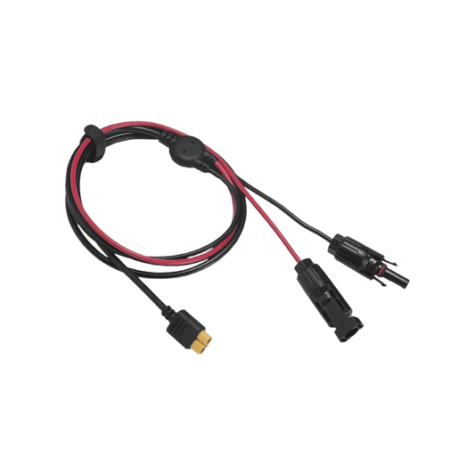 Cable 2.5 m, Negro, Calibre 12 AWG con Terminales MC4 Macho y Hebra para Terminal XT60