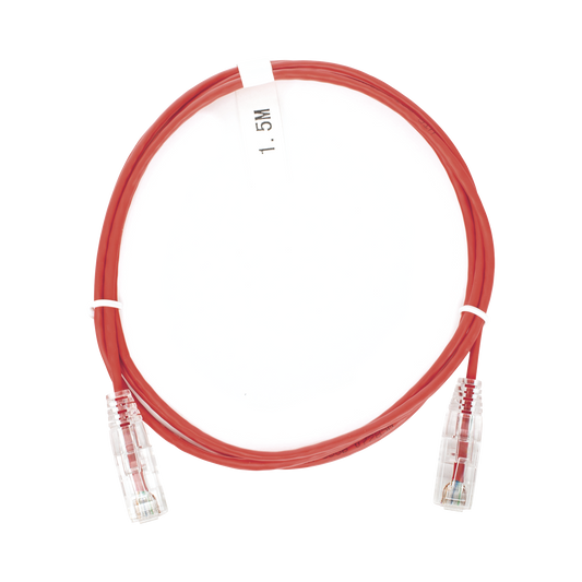 Cable de Parcheo Slim UTP Cat6 - 1.5 m Rojo Diámetro Reducido (28 AWG)