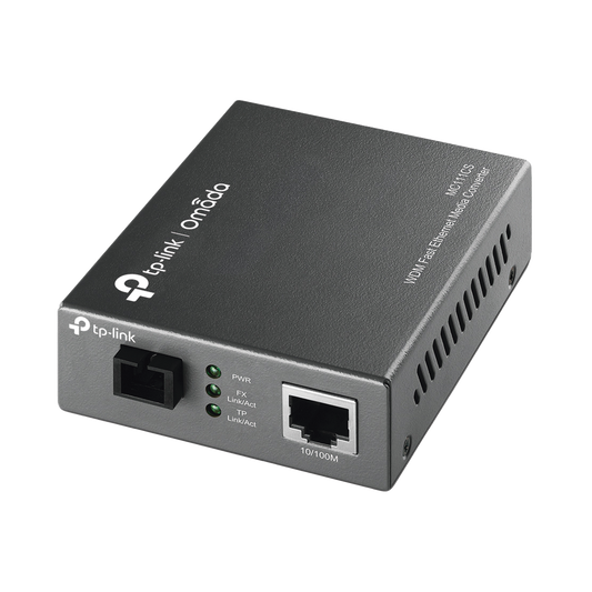 Convertidor Fibra Óptica WDM Monomodo / 1 puerto RJ45 10/100 Mbps / 1 puerto SC/UPC 100 Mbps /  Hasta 20 Km / Para su Funcionamiento Requiere el Modelo MC112CS / Plug and Play