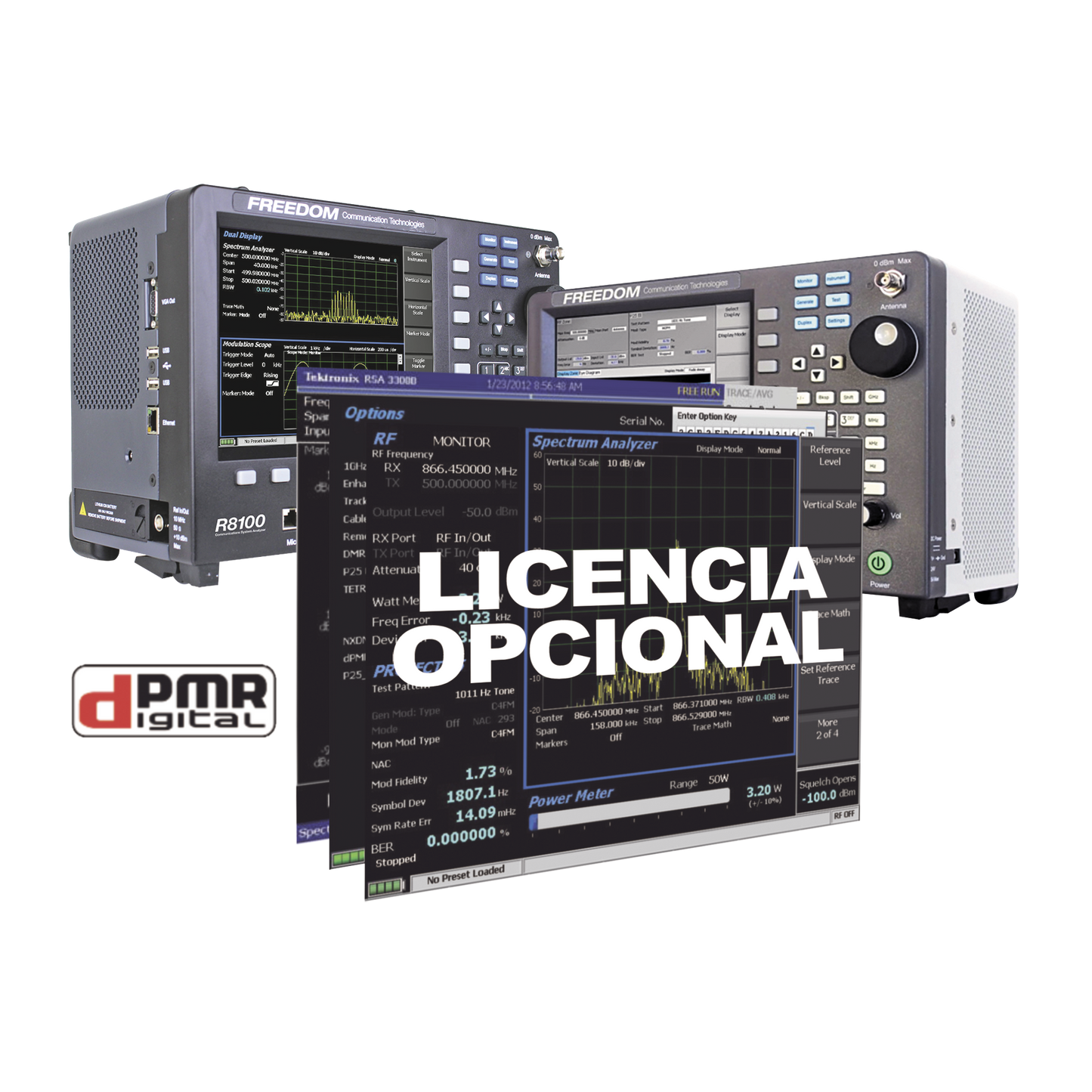 Opción de Software para prueba dPMR (Radio Móvil Privado Digital) en R8000 / R8100.