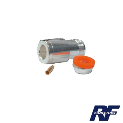 Conector N Hembra de Rosca para LMR-400, 9913, 7810A, 8214, CNT-400, RG8/U-SYS, R-FLASH-1113, Plata/ Oro/ Teflón.