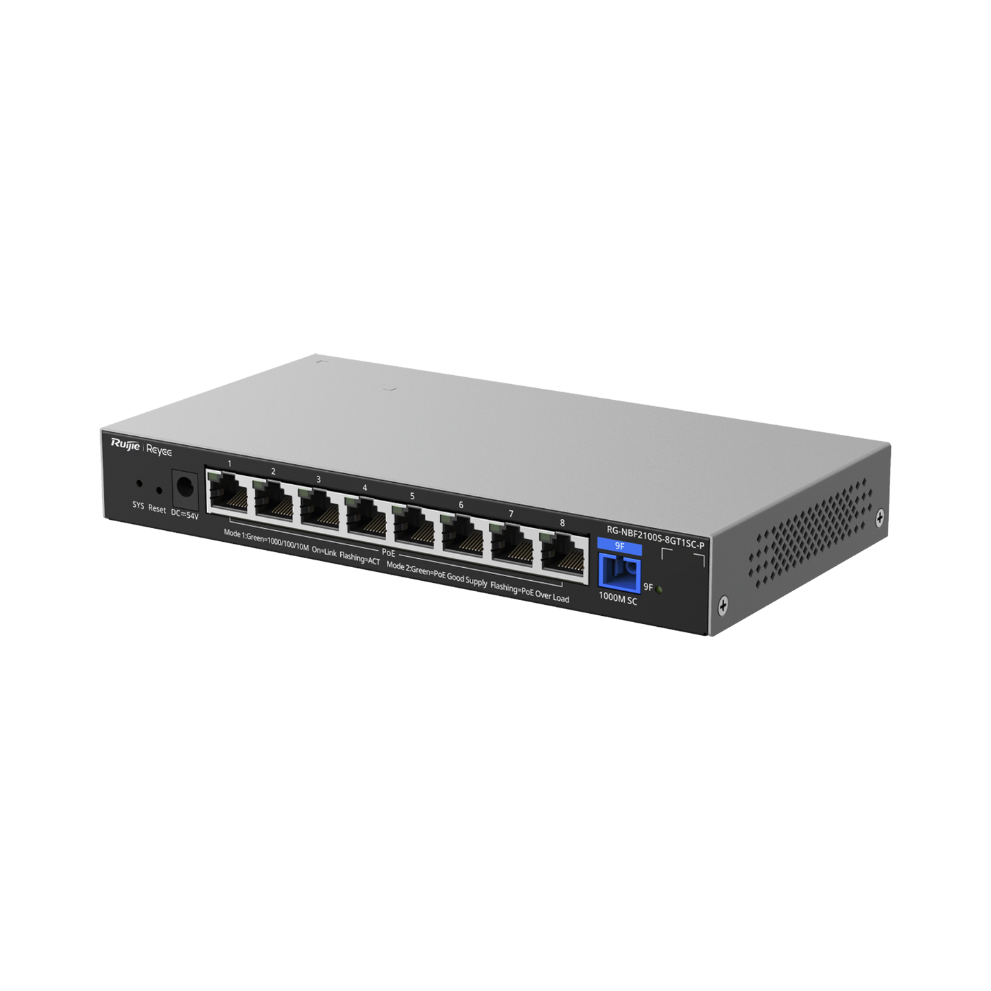 e-Lighten ONU / Switch PoE+ Hibrido, Capa 2 con un Puerto PON 1G SC/UPC y 8 Puertos Ethernet PoE+ 1G hasta 120 Watts y 100 Clientes