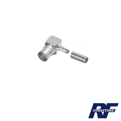 Conector SMB Macho (Plug) en A/R (Pin Hembra), de Anillo Plegable para RG-174/U, Níquel/ Oro/ Teflón.â??