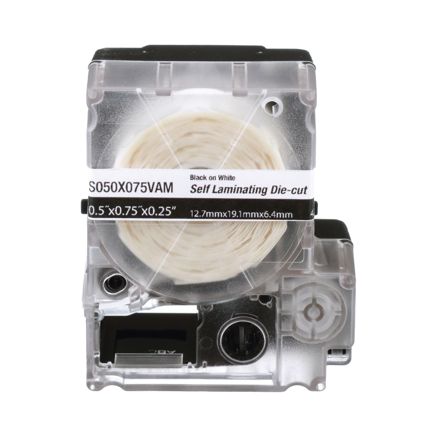 Casete de 425 Etiquetas Autolaminadas de 12.7 x 19.1 mm (0.5 x 0.75 pulgadas), para Cables de 2 a 4 mm (0.08 a 0.16 pulgadas) de Diámetro, Área de Impresión Color Blanco