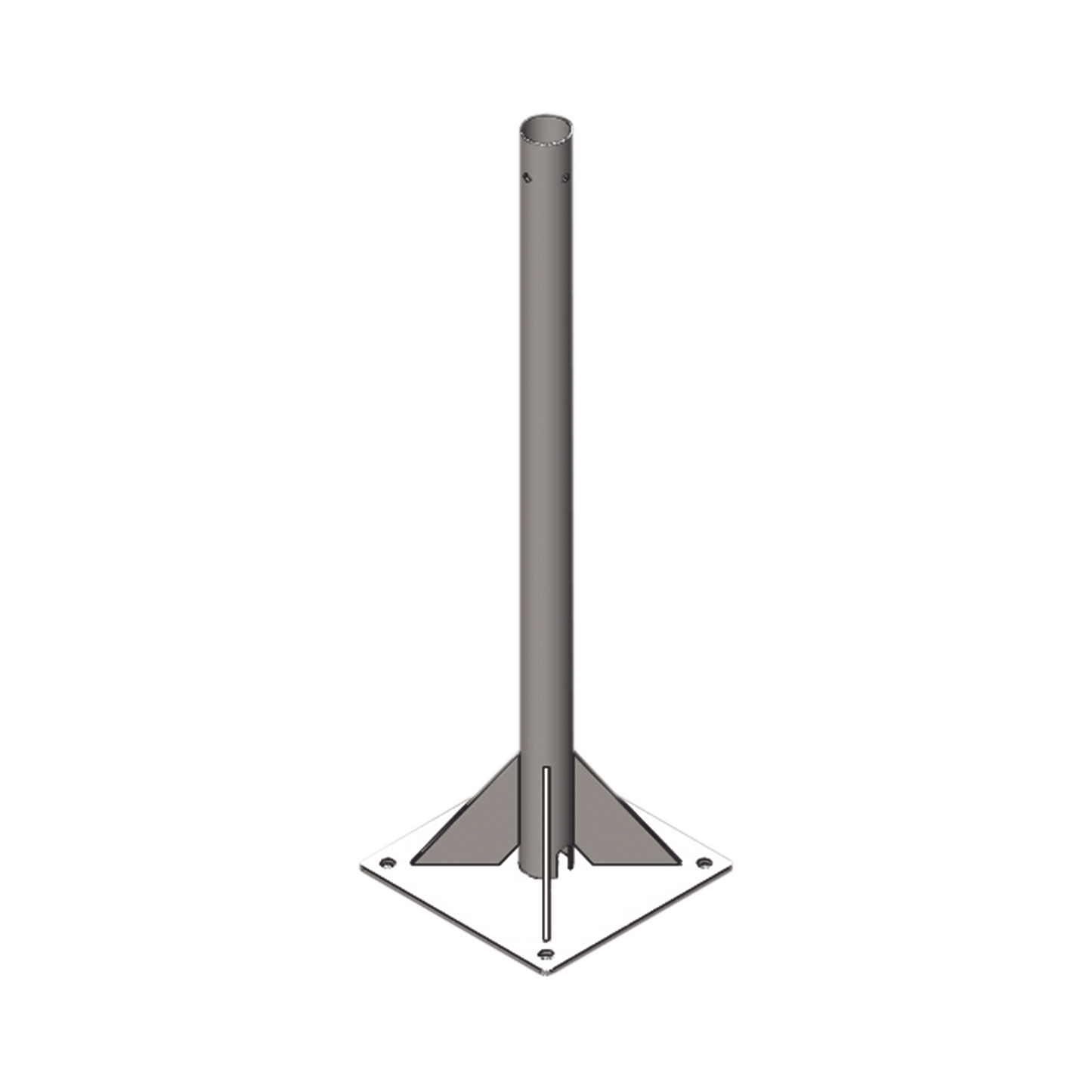 Mástil de 2 metros, de 2" de Diámetro, con Opresor, Base Soldada . Galvanizado por Inmersión en Caliente.